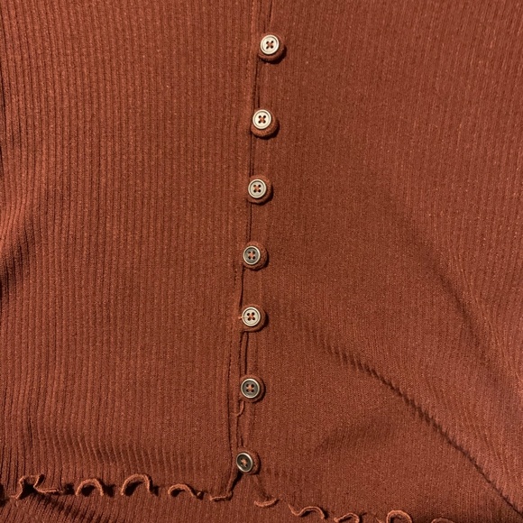American eagle brown button up crop top - Picture 3 of 4